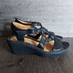Clarks Unstructured Un Stern Black Leather Sandals 6 M